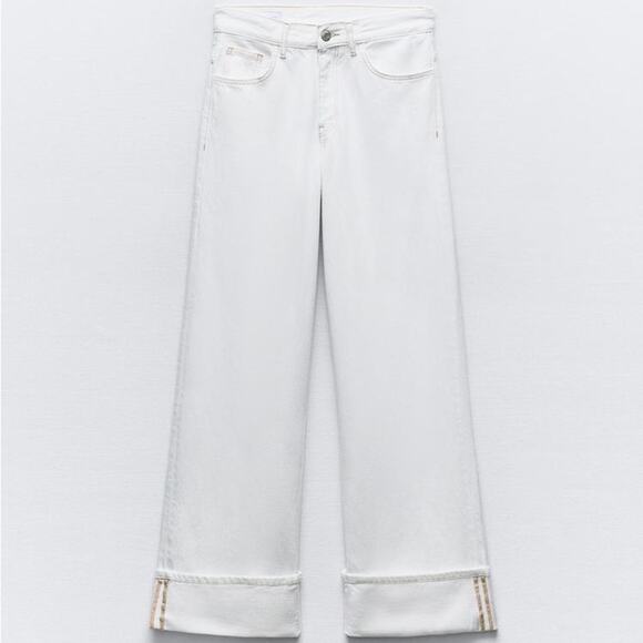 ZARA TRF HIGH WAIST TURNED UP JEANS - Picture 6 of 9